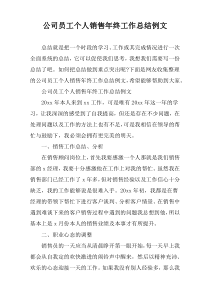 公司员工个人销售年终工作总结例文