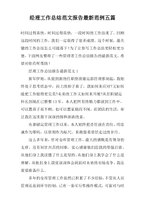经理工作总结范文报告最新范例五篇