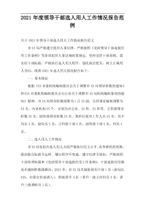 领导干部2021年度选人用人工作情况报告范例