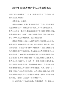 2022年12月房地产个人工作总结范文