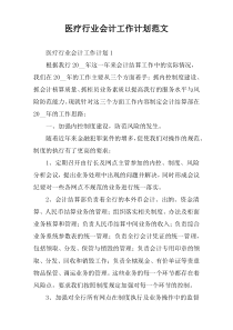 医疗行业会计工作计划范文