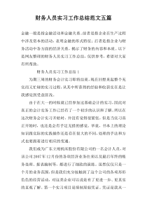 财务人员实习工作总结范文五篇
