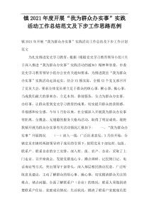 镇2021年度开展“我为群众办实事”实践活动工作总结范文及下步工作思路范例
