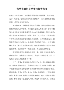 大学生农村小学实习报告范文