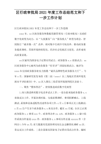 区行政审批局2021年度工作总结范文和下一步工作计划