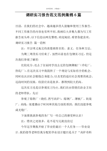 调研实习报告范文范例集锦6篇
