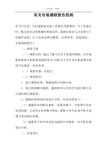 有关市场调研报告范例
