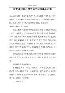 有关调研实习报告范文范例集合六篇