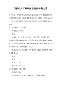 (精华)员工辞职报告范例锦集九篇
