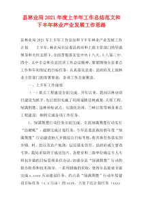 县林业局2021年度上半年工作总结范文和下半年林业产业发展工作思路