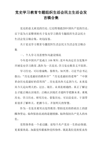 党史学习教育专题组织生活会民主生活会发言稿合集