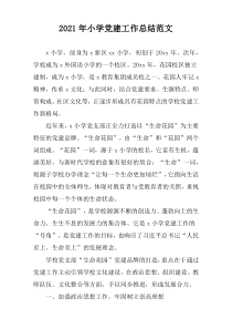 2021年小学党建工作总结范文
