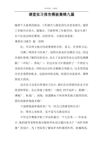 调查实习报告模板集锦九篇