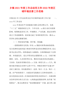 乡镇2021年度工作总结范文和2022年度区域环境改善工作思路