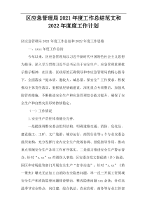 区应急管理局工作总结2021年度范文和2022年度度工作计划