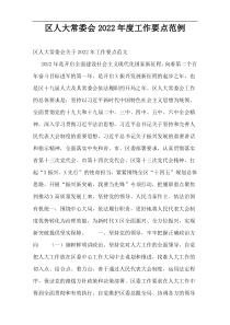 区人大常委会2022年度工作要点范例