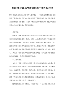 “民政局”2022年度意识形态工作汇报样例