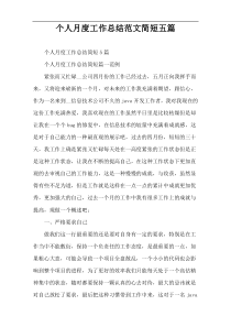个人月度工作总结范文简短五篇