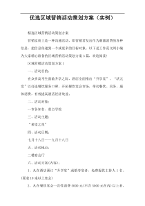 优选区域营销活动策划方案（实例）