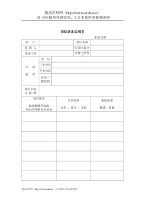 办公室专用表格岗位职务说明书