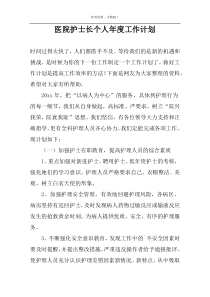 医院护士长个人年度工作计划