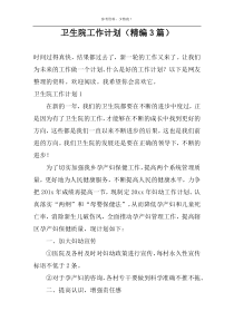 卫生院工作计划（精编3篇）