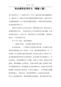 班会感受优秀作文（精编3篇）