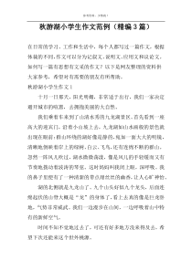 秋游湖小学生作文范例（精编3篇）