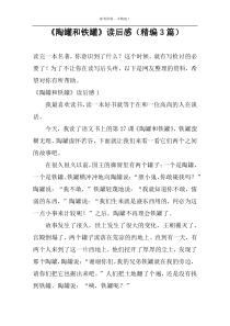 《陶罐和铁罐》读后感（精编3篇）