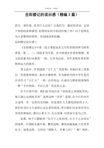 岳阳楼记的读后感（精编3篇）