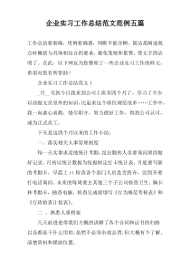 企业实习工作总结范文范例五篇