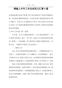 精编上半年工作总结范文汇聚9篇