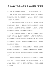 个人年终工作总结范文及来年规划【五篇】