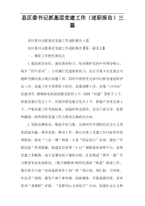 县区委书记抓基层党建工作（述职报告）三篇