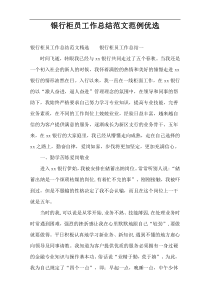 银行柜员工作总结范文范例优选