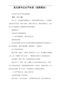 党支部书记从严治党（述职报告）