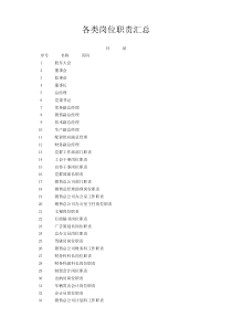 各类岗位职责汇总大全