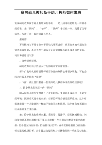 资深幼儿教师新手幼儿教师如何带班