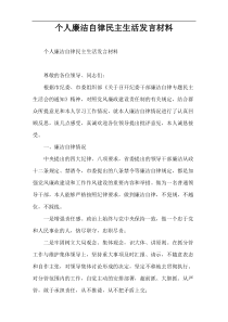 个人廉洁自律民主生活发言材料