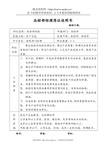 品控部经理岗位说明书