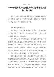 2022年迎接北京冬奥会启示心得体会范文范例全集5篇
