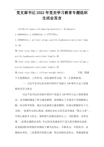 党支部书记2022年党史学习教育专题组织生活会发言