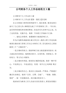 公司财务个人工作总结范文3篇