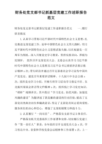 财务处党支部书记抓基层党建工作述职报告范文