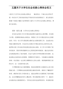 五篇关于大学生社会实践心得体会范文