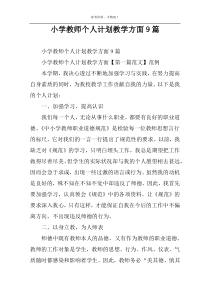 小学教师个人计划教学方面9篇