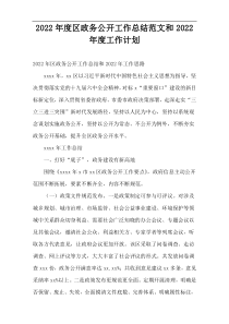 2022年度区政务公开工作总结范文和2022年度工作计划