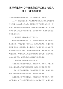 区行政服务中心年度政务公开工作总结范文和下一步工作举措