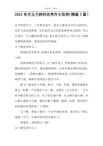 2022有关玉兰树的优秀作文范例（精编3篇）