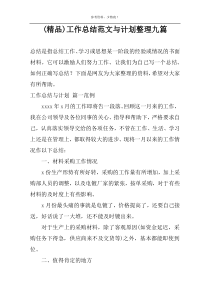 (精品)工作总结范文与计划整理九篇